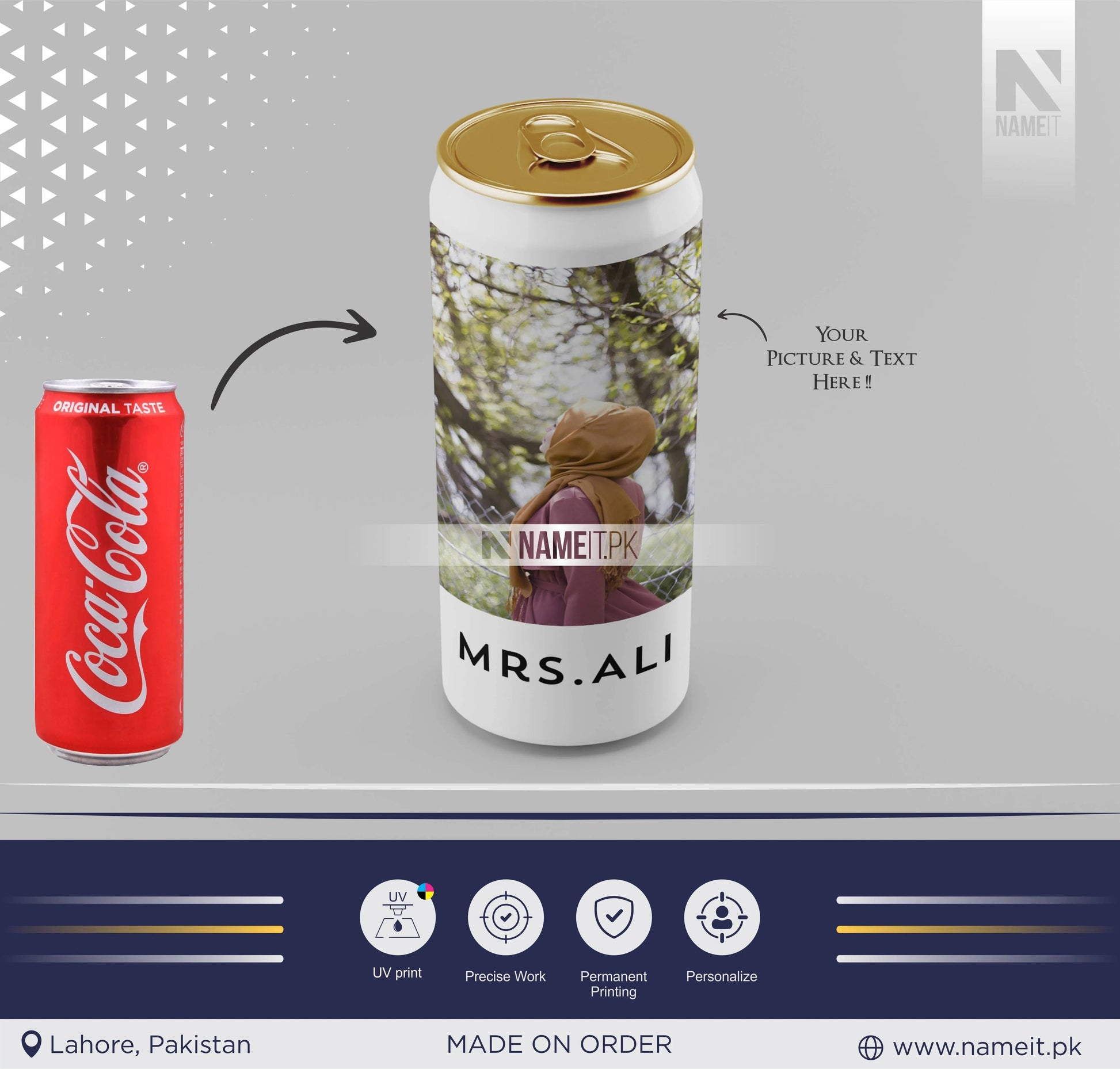 Custom Digital Printed Cold Drink Can Label, Unique Gift For Cold Drink Lover NAMEIT PAKISTAN