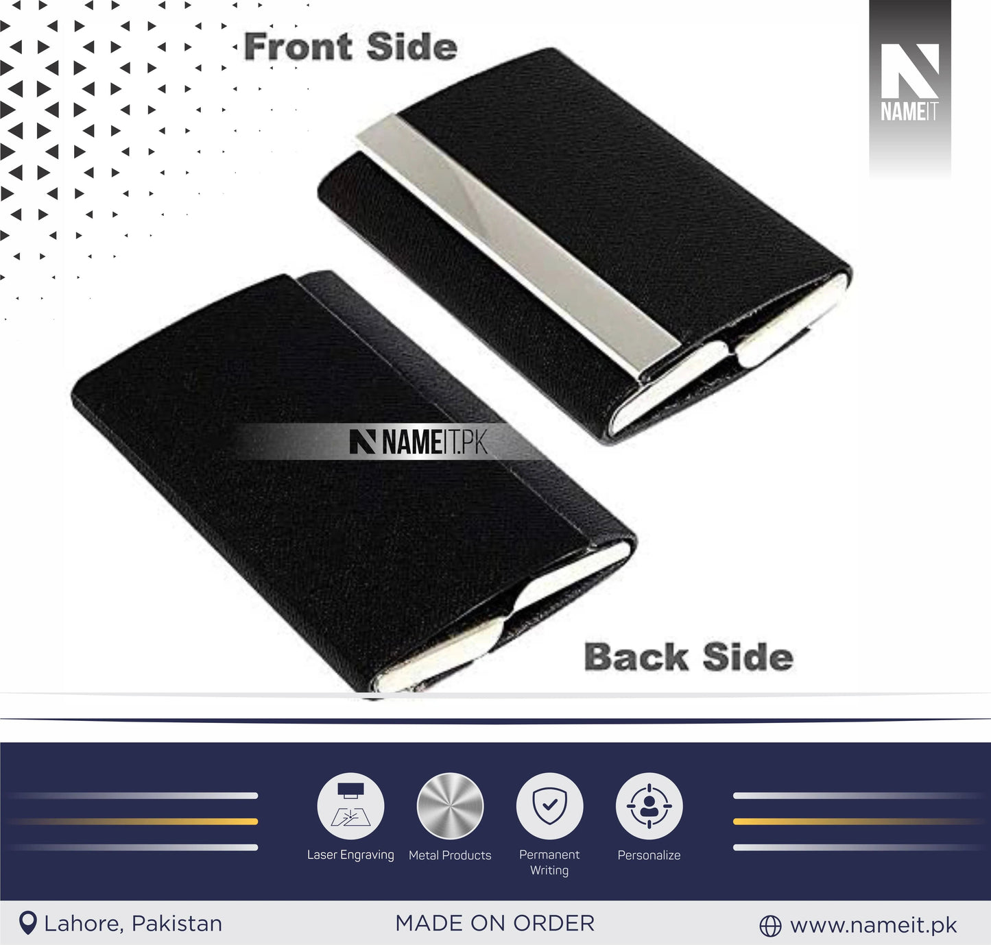 Double Sided Business Card Case ATM Credit Card Holder Pocket Size for Men & Women, Black, Minimalist NAMEIT PAKISTAN