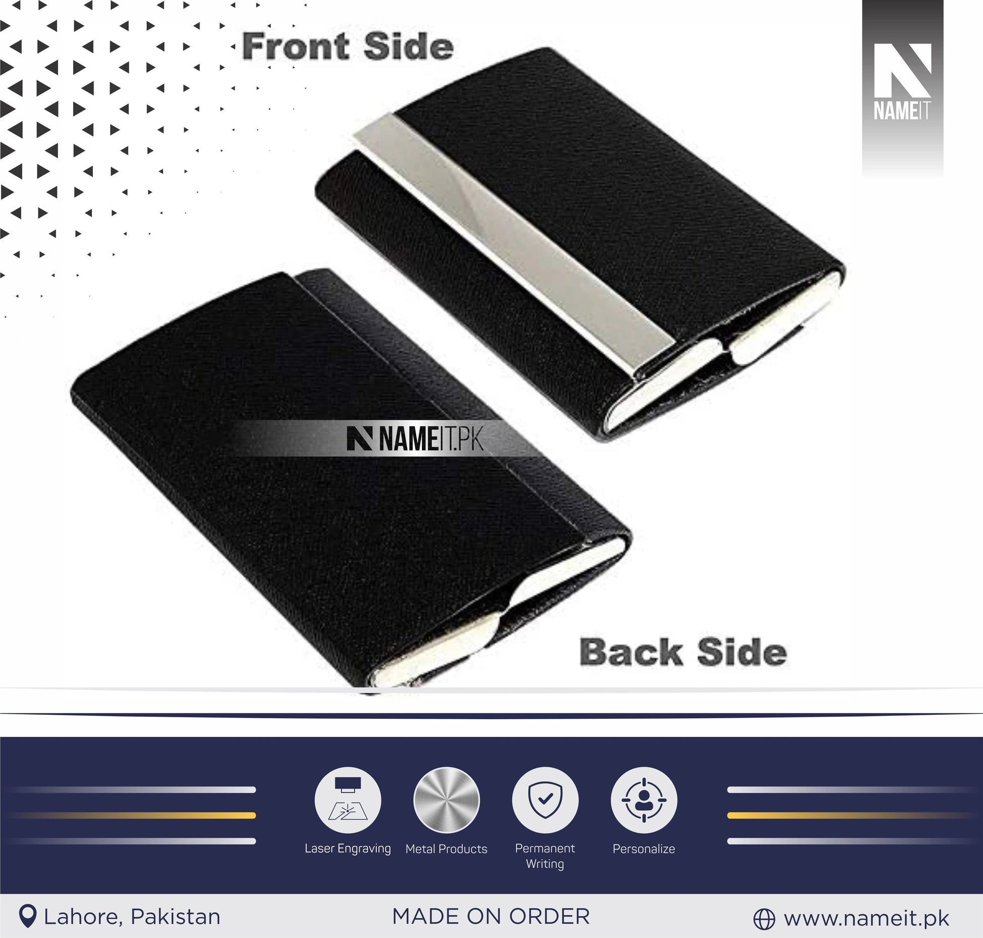 Double Sided Business Card Case ATM Credit Card Holder Pocket Size for Men & Women, Black, Minimalist NAMEIT PAKISTAN