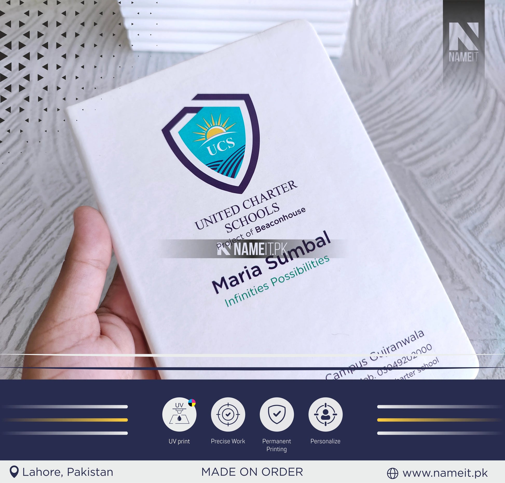 Diary, School Logo Notebook Custom Logo note book Corporate Gift for Clients Employee Gift Corporate Swag Custom Diary NAMEIT PAKISTAN
