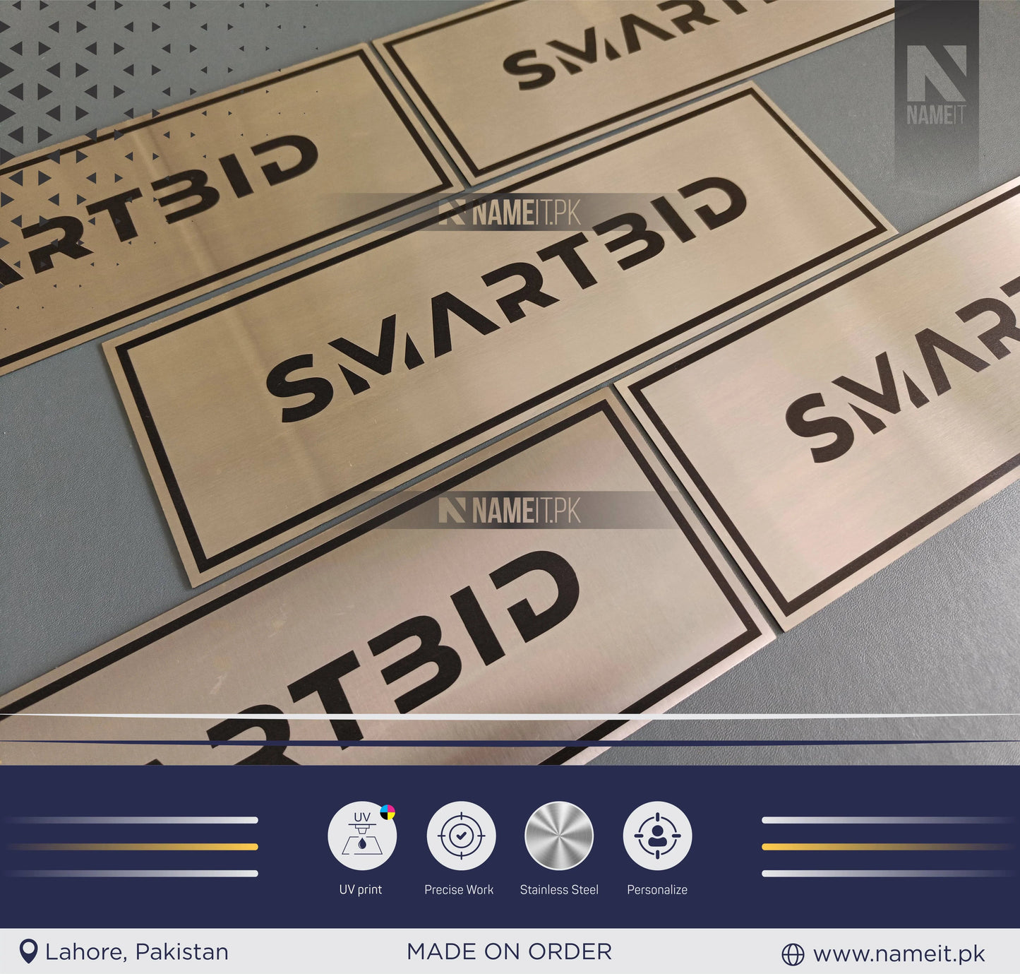 Personalised Steel Door Plate, Custom Printed, Wall Plate, Office Sign NAMEIT PAKISTAN