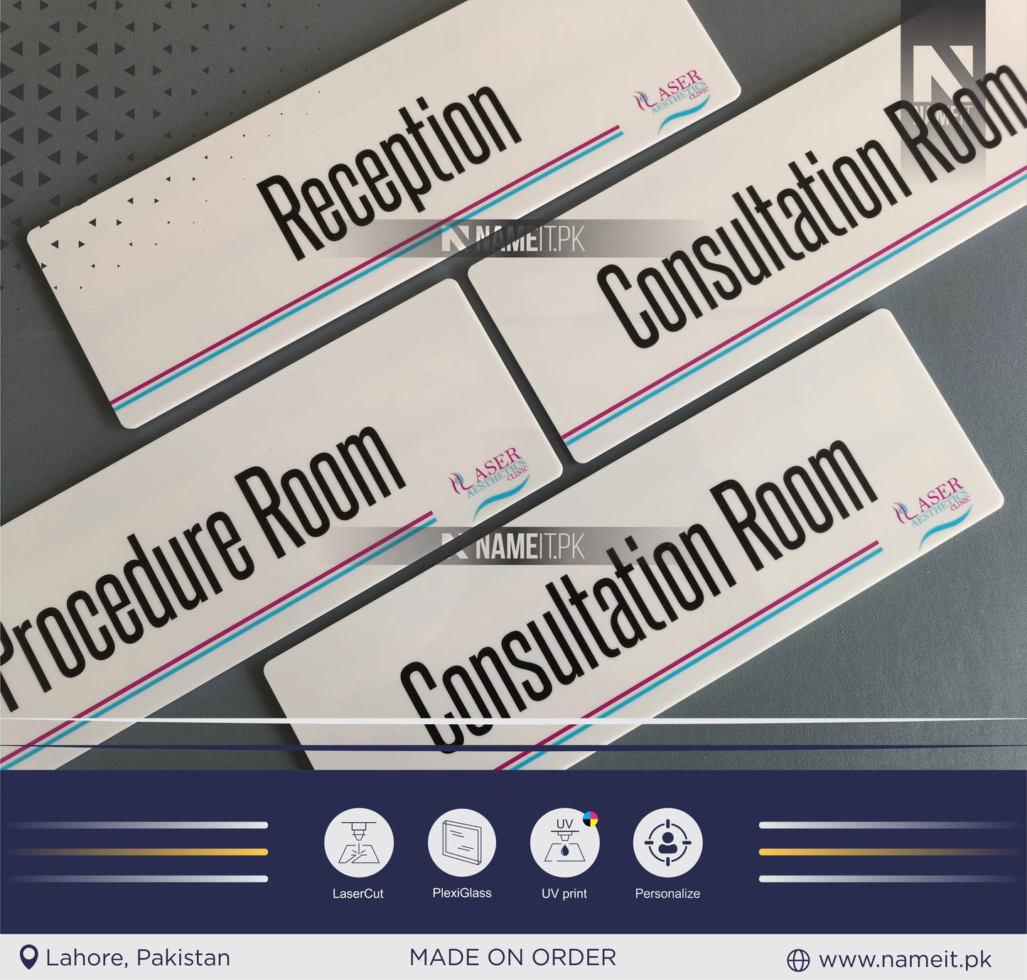 Personalised Door Plate, Custom Printed, Wall Plate, Office Sign NAMEIT PAKISTAN