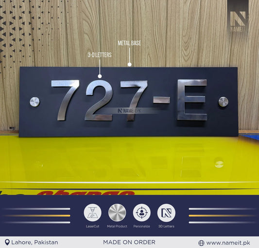 Custom 3D Metal Letter House Number Sign with Solid Metal Base – Personalized Luxury Modern Address Plaque, Weatherproof Outdoor Apartment Signage, and Office Door Number Plate