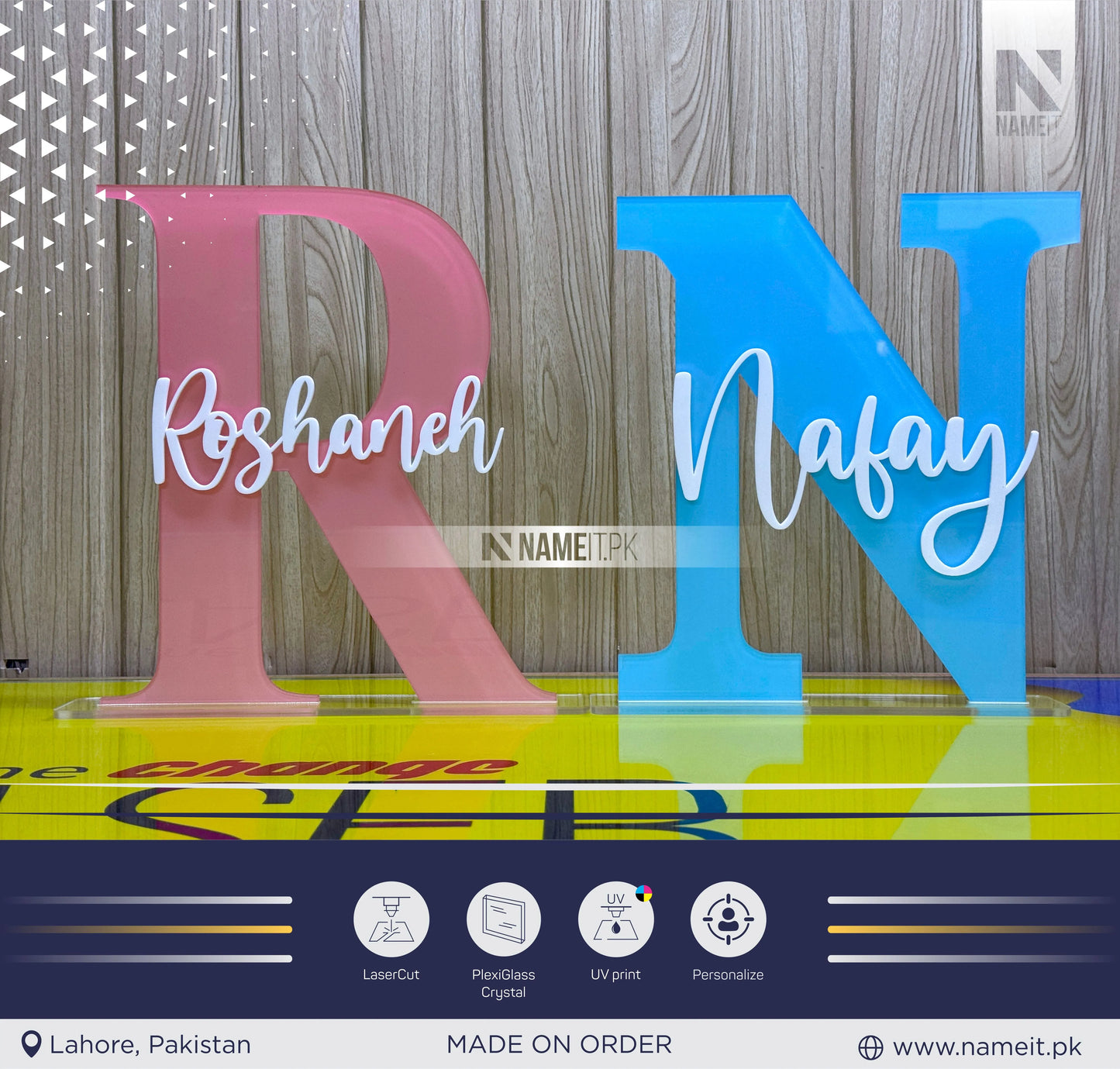 Girls or Boys Room Large Acrylic Letter Uv Printed, Initial with Name sign for Nursery Wall Decor. Custom nursery decor, Kids room cutout, Monogram