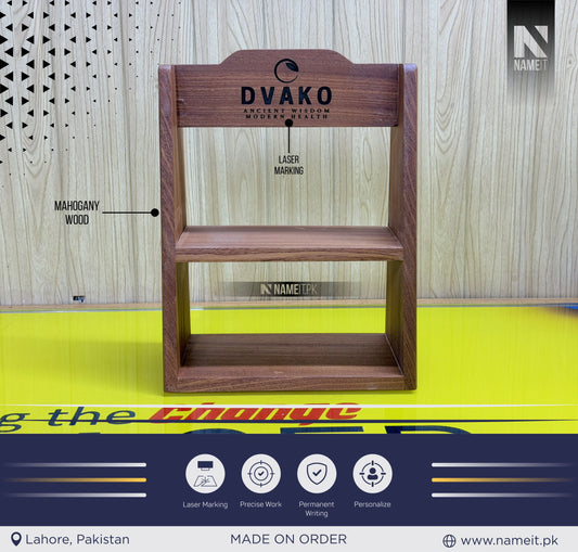 Premium Mahogany Wooden Display Stand with Custom Laser Engraving