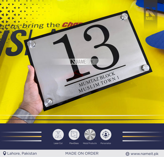 Laser Cut Stencil Name Plate Steel & Acrylic, indoor & outdoor, Office name Plate, House Name Plate