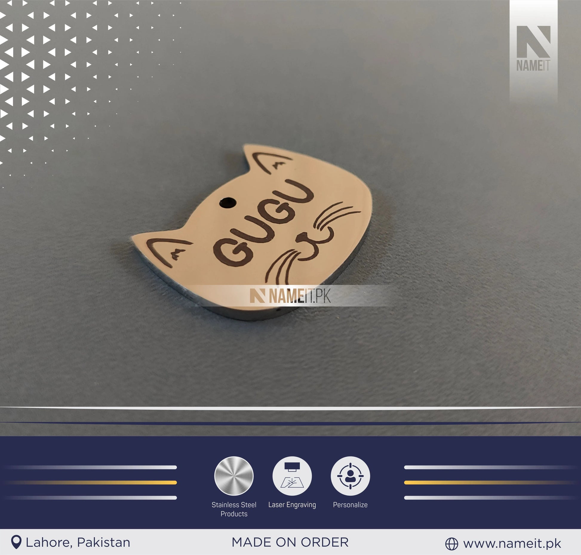 Pets Tag Personalized, Cat Face Tag, Pet Tags for Collars, Engraved Tag, Name Tag, Customized Pet Tag, Kitty Tag NAMEIT PAKISTAN