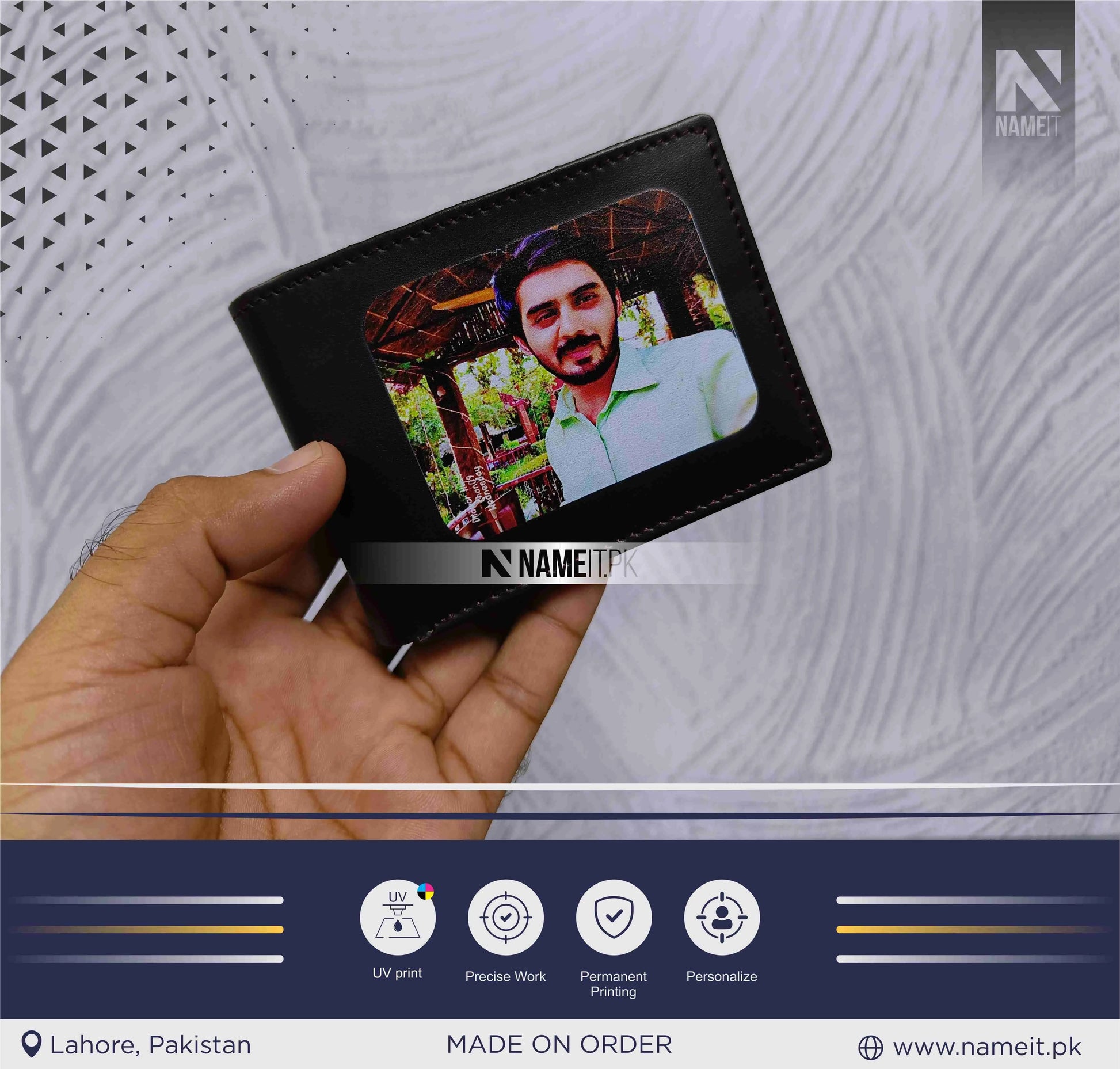 Custom Printed Men Wallet. Photo Personalized Wallet. Gift Wallet. Pu leather. Father's Day. Gift for him NAMEIT PAKISTAN