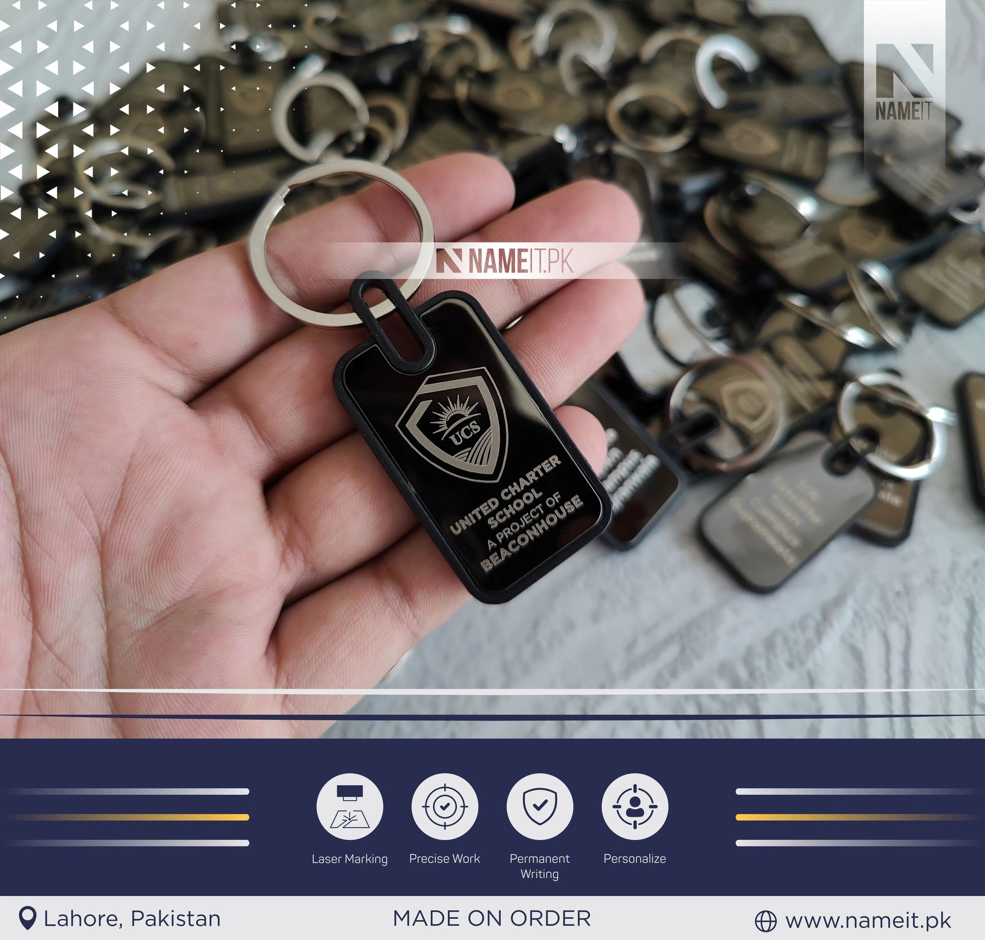 Personalized Premium Metal Keychain, Business Logo, Name, Custom Marketing Business Merchandise, NAMEIT PAKISTAN