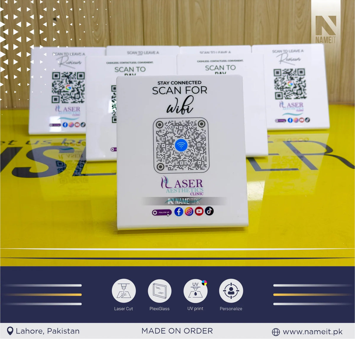 QR Code Acrylic Business Sign: Google Review Display | Table QR code Business Social Media Sign | Payment Sign | Custom Logo Sign | Payment Method and Social Media Sign