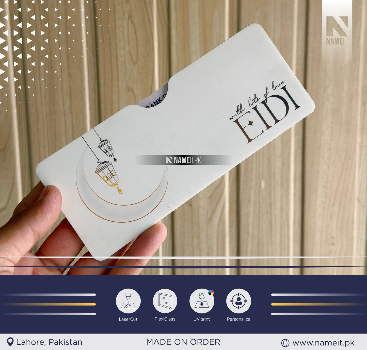 Eid Mubarak Acrylic Eidi Holder | Islamic Money Gift Display | Elegant Cash Envelope Stand for Kids | Eid Gift Giving Essentials, Eid Money Holder, Eidi Envelope, Cash Holder