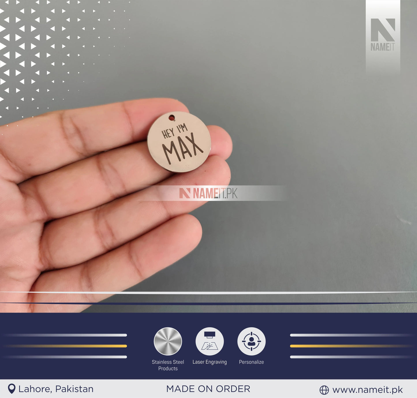 Pets Tag Personalized, Round Shape Tag, Pet Tags for Collars, Engraved Tag, Name Tag, Customized Pet Tag, Kitty Tag NAMEIT PAKISTAN