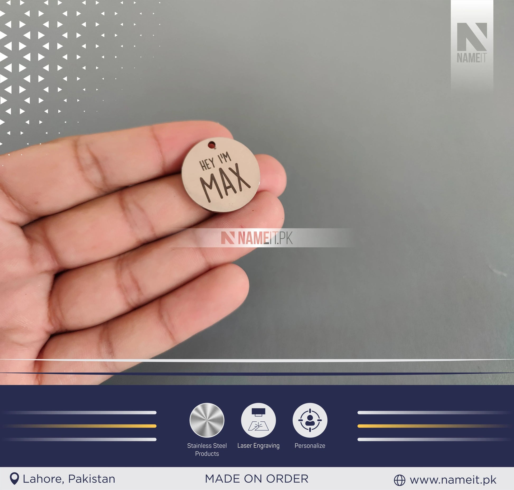 Pets Tag Personalized, Round Shape Tag, Pet Tags for Collars, Engraved Tag, Name Tag, Customized Pet Tag, Kitty Tag NAMEIT PAKISTAN
