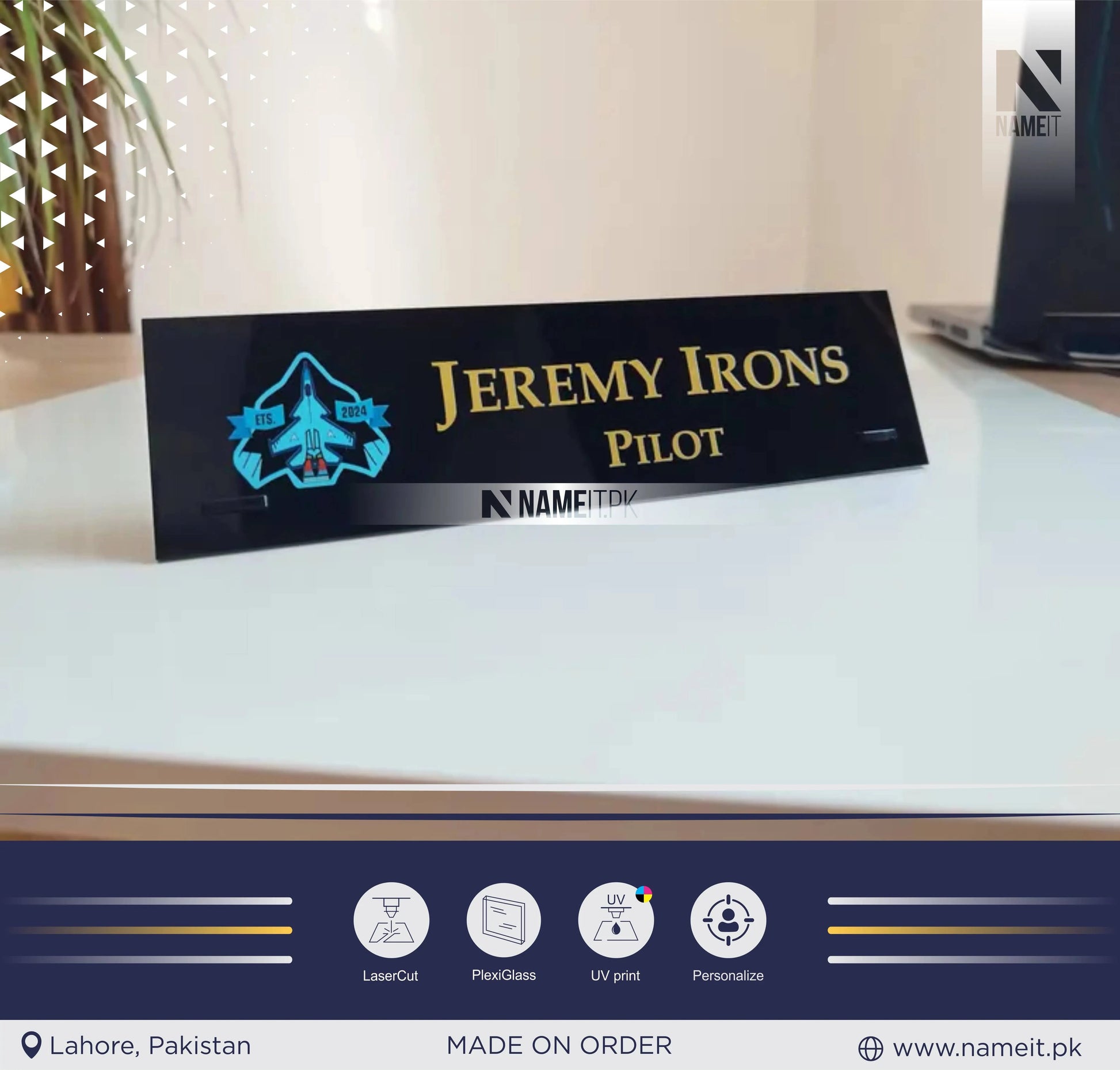 Personalized Desk Name Plate, Desk Sign, Plaque, Office Sign. NAMEIT PAKISTAN