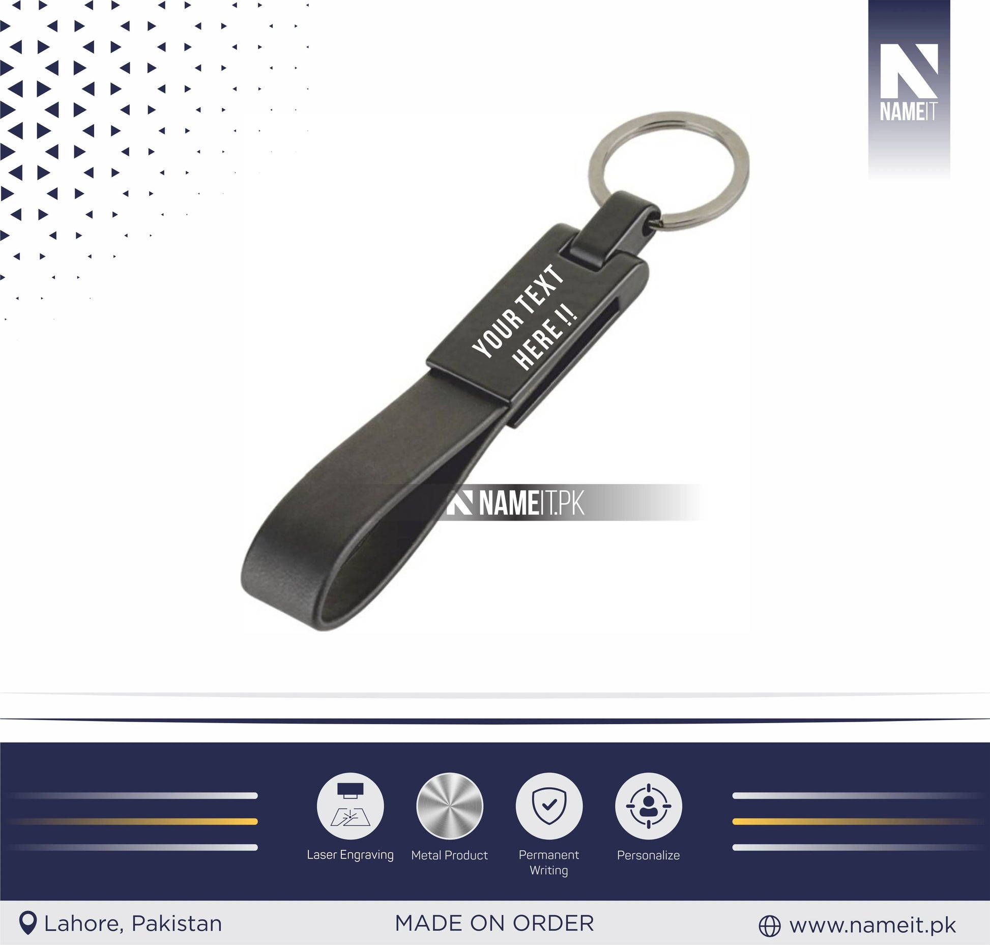 Personalized Premium Leather & Metal Keychain, Business Logo, Name, Custom Marketing Business Merchandise, NAMEIT PAKISTAN