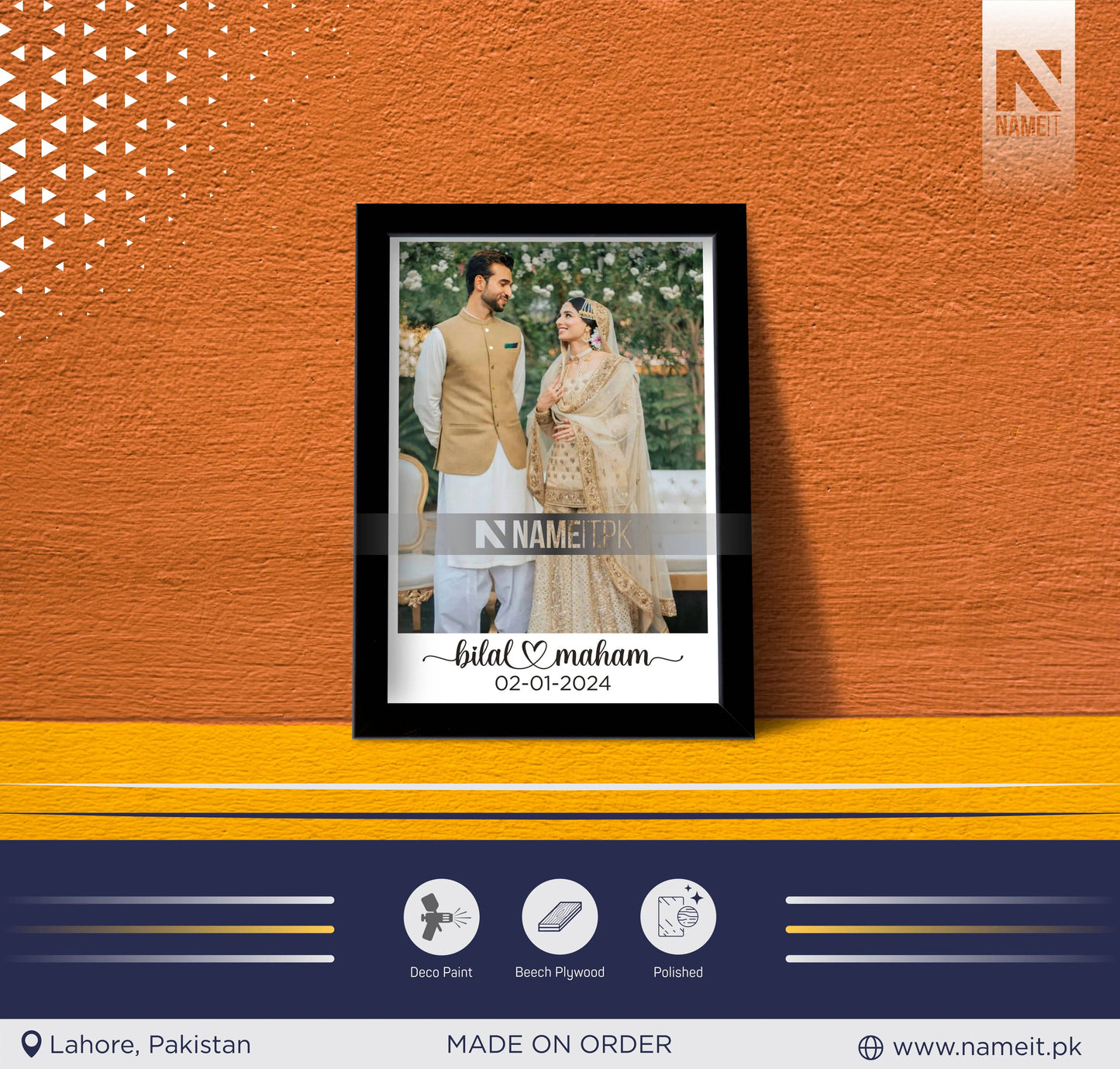 Personalized Premium Photo frame memorial gift,Couple Memorial Photo Frame, Anniversary Memorial Photo Frame, Wedding Memorial Gift NAMEIT PAKISTAN