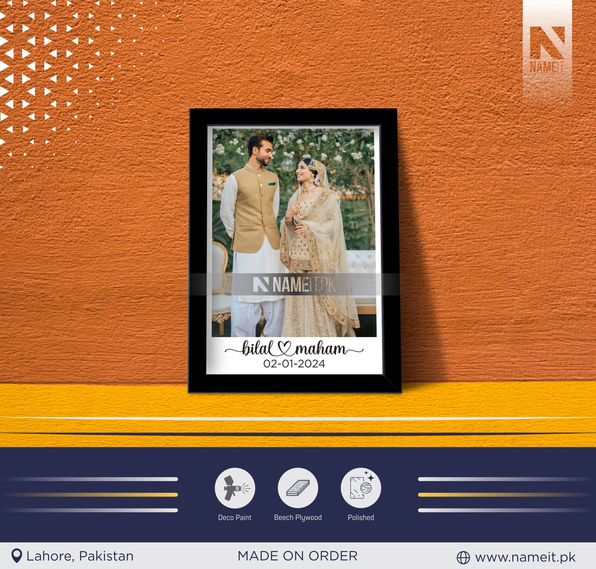 Personalized Premium Photo frame memorial gift,Couple Memorial Photo Frame, Anniversary Memorial Photo Frame, Wedding Memorial Gift NAMEIT PAKISTAN