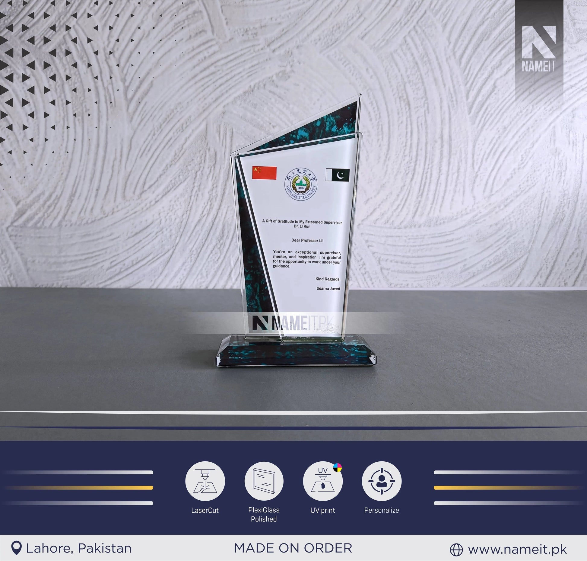 Custom Award Shield, Trophy Shield, PlaxiGlass award Shield, Recognition Shield NAMEIT PAKISTAN