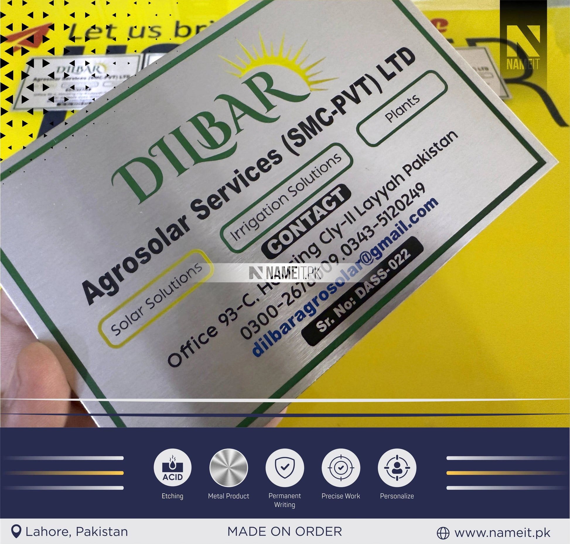 Personalized Etching Mini Business Name Plates, Product Tags, Business Promtional Item NAMEIT PAKISTAN