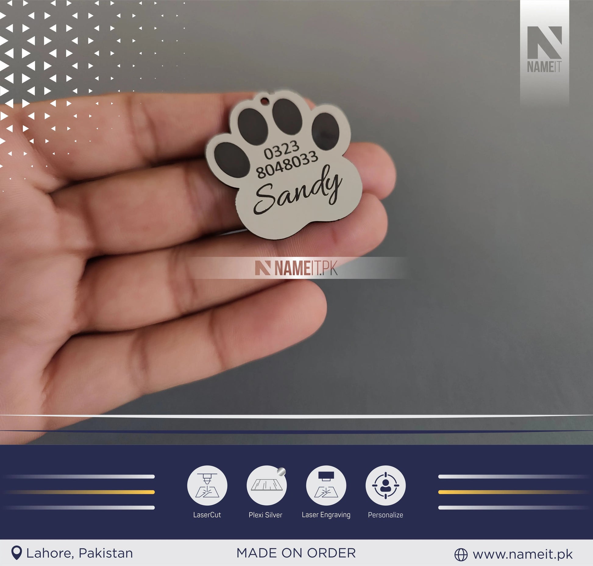 Pets Tag Personalized, Paw Shape Tag, Pet Tags for Collars, Engraved Tag, Name Tag, Customized Pet Tag, Kitty Tag NAMEIT PAKISTAN