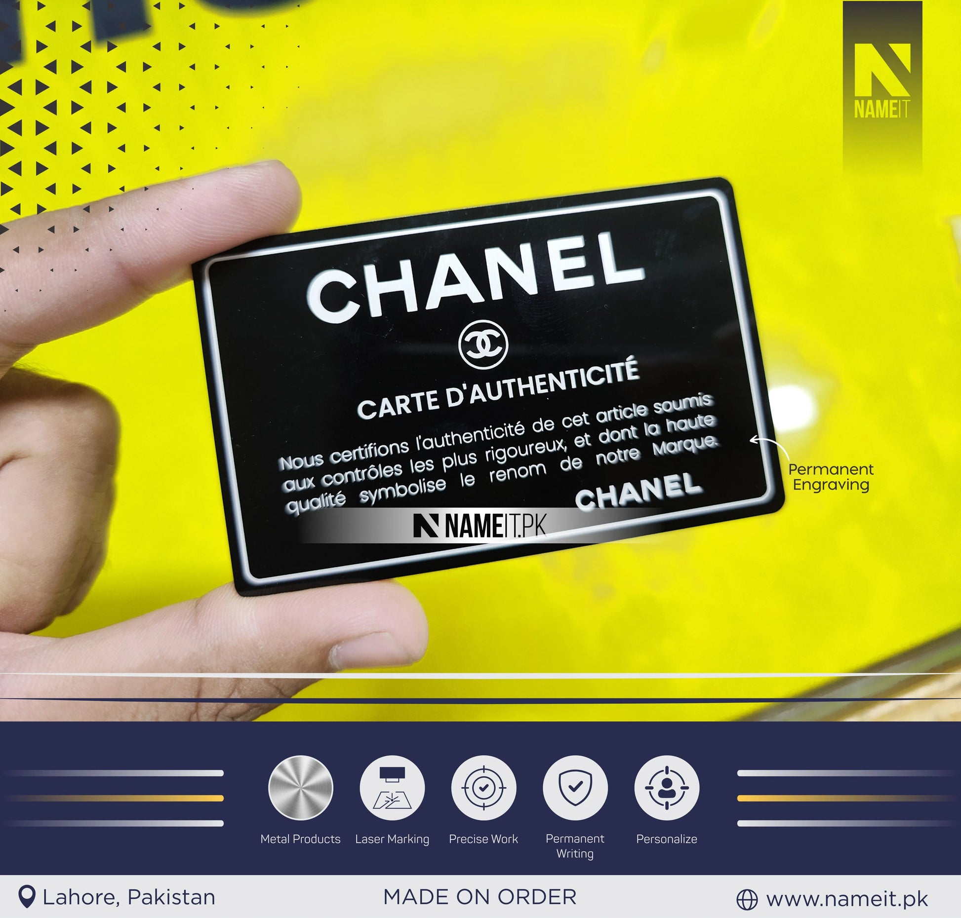 Business Card Stainless Steel -  Metal Wallet Card - Add any text custom card - Keepsake Gift For Him, Husband, Valentines, Anniversary - own text NAMEIT PAKISTAN