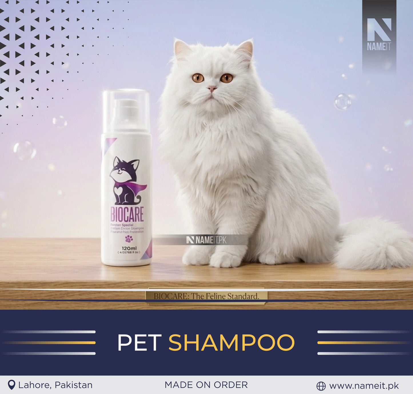 BIOCARE Premium Cat Shampoo 120ml – Gentle Cleansing Shampoo for Cats | Soft & Shiny Coat | Pet Grooming Shampoo | Odor Control | Suitable for All Cat Breeds