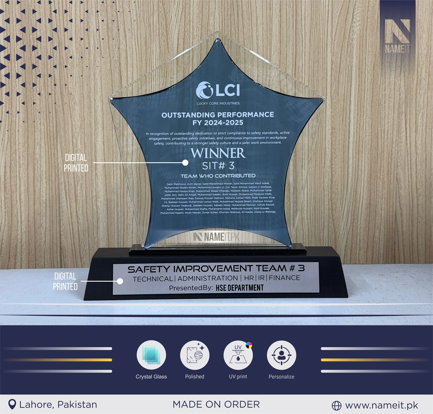 Star Shield, Crystal Award Plaque, Employee of Month/Year Recognition, Crystal Award for Retirement Appreciation ,Gift Plaque, Graduation Plaque, Crystal Award, Printed Trophy,Award, Company Gifts