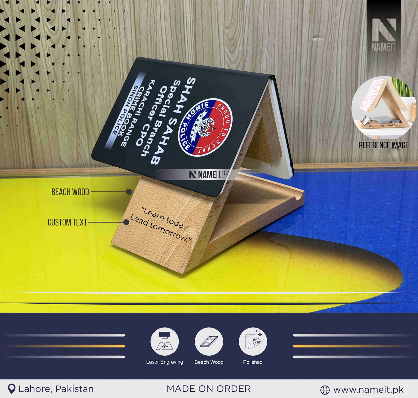 Personalized wooden book holder, custom book stand, engraved wooden book holder, book holder with name, wooden phone stand, office desk organizer, teacher gift, student gift, executive desk accessory, custom wooden stand, book display stand
