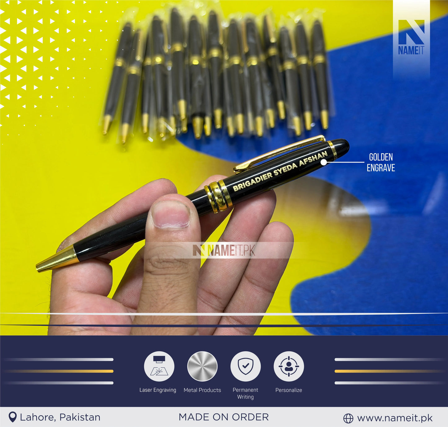 Pen, Personalized Golden Engraved Premium Metal Ballpoint Pen | Custom Name Laser Engraving | Corporate & Gift Pen
