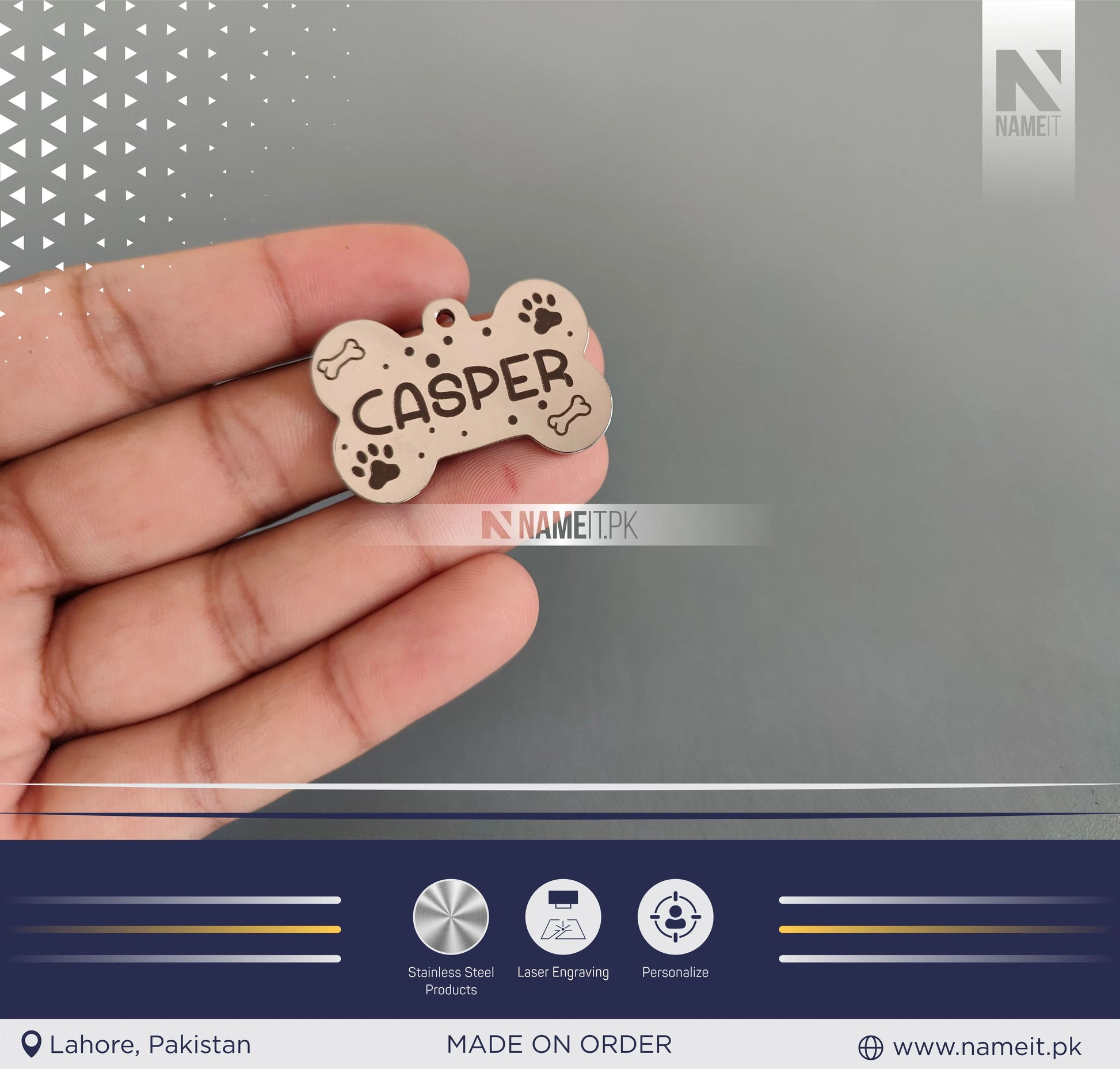 Pets Tag Personalized, Bone Shape Tag, Pet Tags for Collars, Engraved Tag, Name Tag, Customized Pet Tag, Kitty Tag NAMEIT PAKISTAN