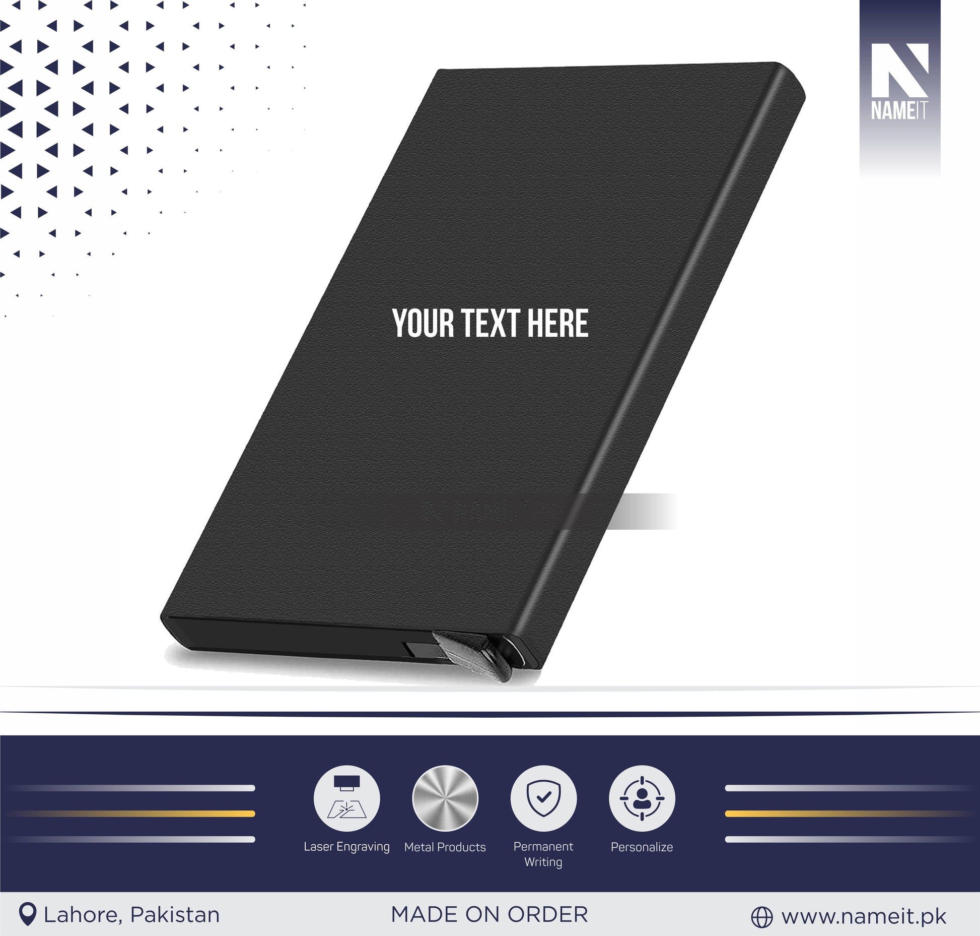 Pop Up Wallet, Slim Minimalist Credit Card Holder For Men and Women RFID Blocking Mini Metal Case NAMEIT PAKISTAN