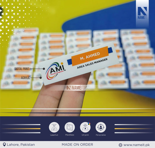 Badge, Digital Printed Badge, Staff ID Tag, Design Your Custom Badge, Custom Flat badge for work, Office Name tag Employee Business Tags