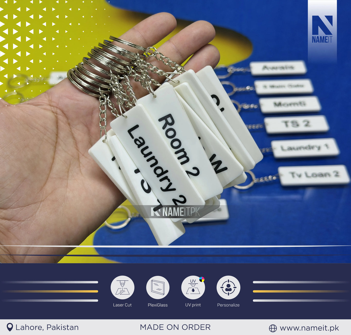 Custom Room Number Acrylic Keychain for Hotels, Offices & Homes