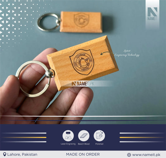 Keychain, Wooden Keychain – Custom Wooden Key for Shed, Garage, Hotel or Air bnb, Unique Gift with Engraved Charm