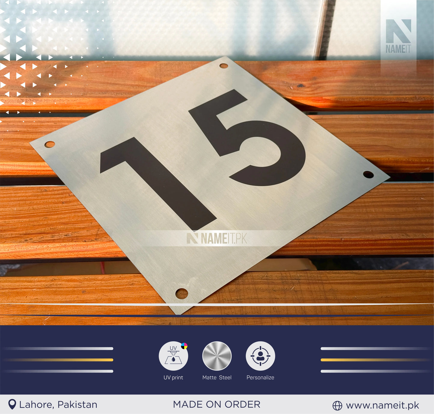 Personalized Printed Office Name Plate Stainless Steel, indoor & outdoor, Office name Plate, House Number Plate