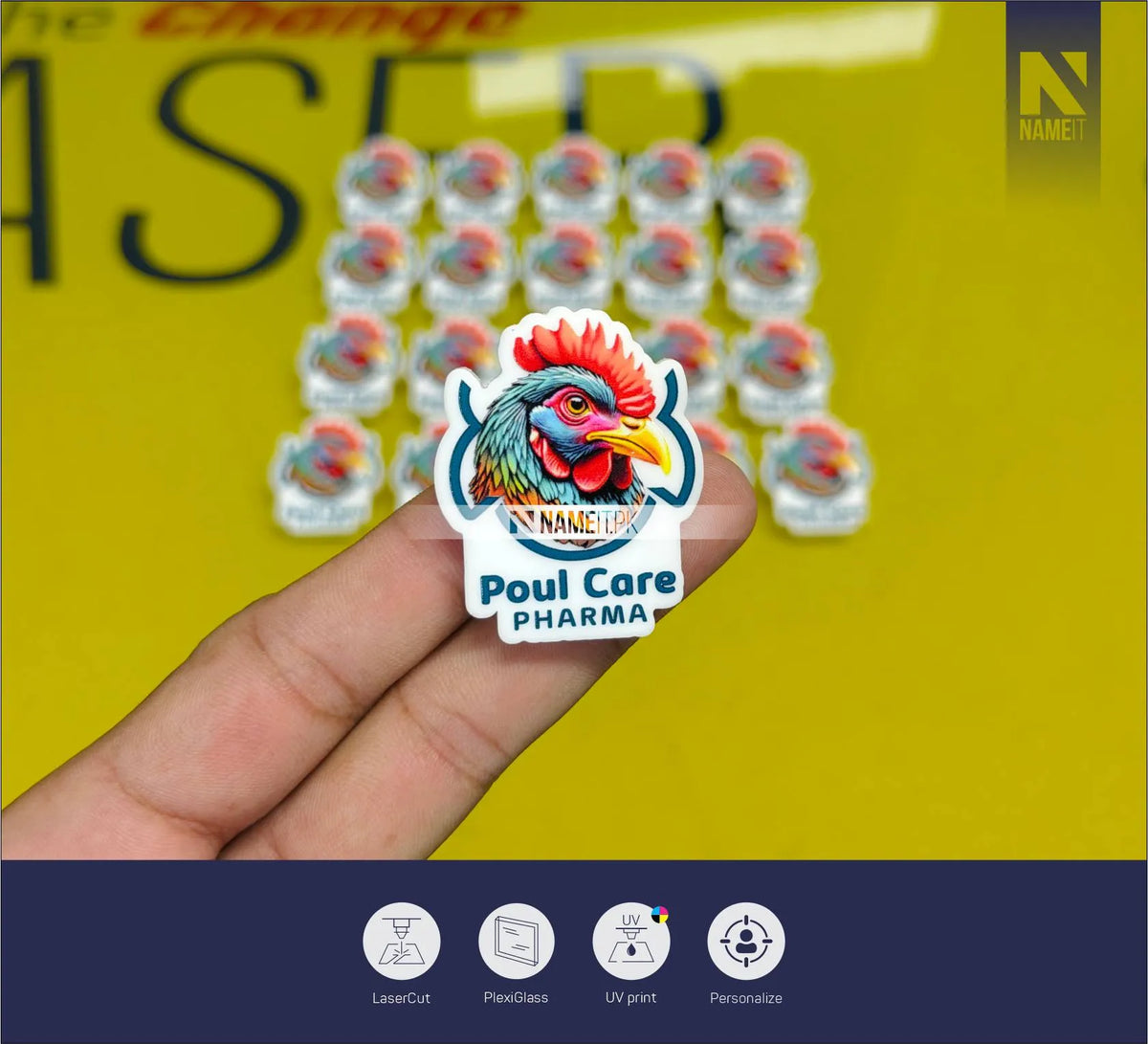 Customized Acrylic Logo Badges with Premium Gloss Print | Personalized Company & Brand Badges