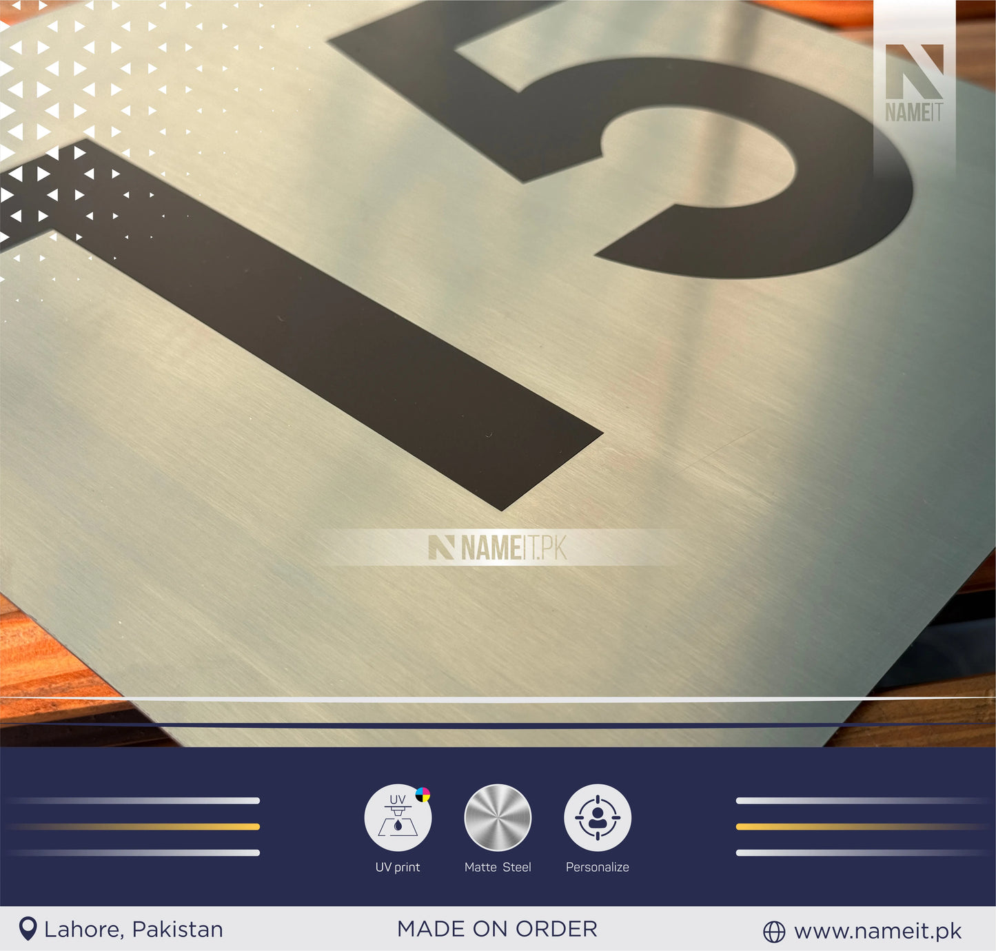 Personalized Printed Office Name Plate Stainless Steel, indoor & outdoor, Office name Plate, House Number Plate