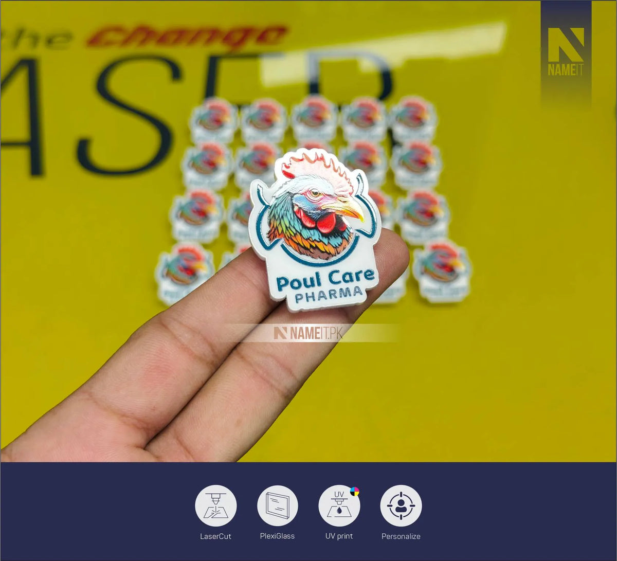 Customized Acrylic Logo Badges with Premium Gloss Print | Personalized Company & Brand Badges