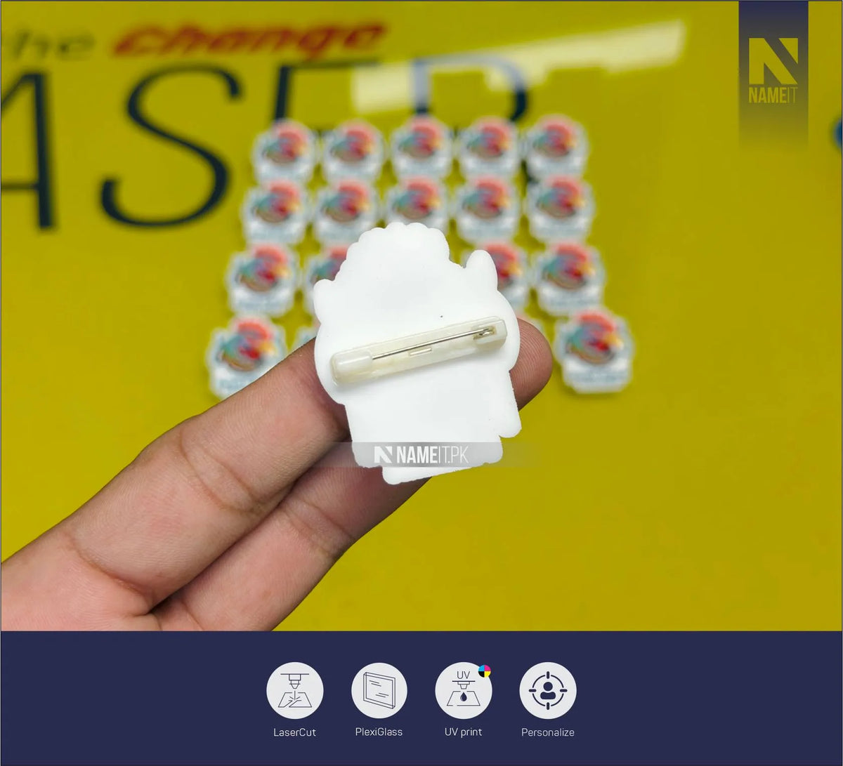 Customized Acrylic Logo Badges with Premium Gloss Print | Personalized Company & Brand Badges