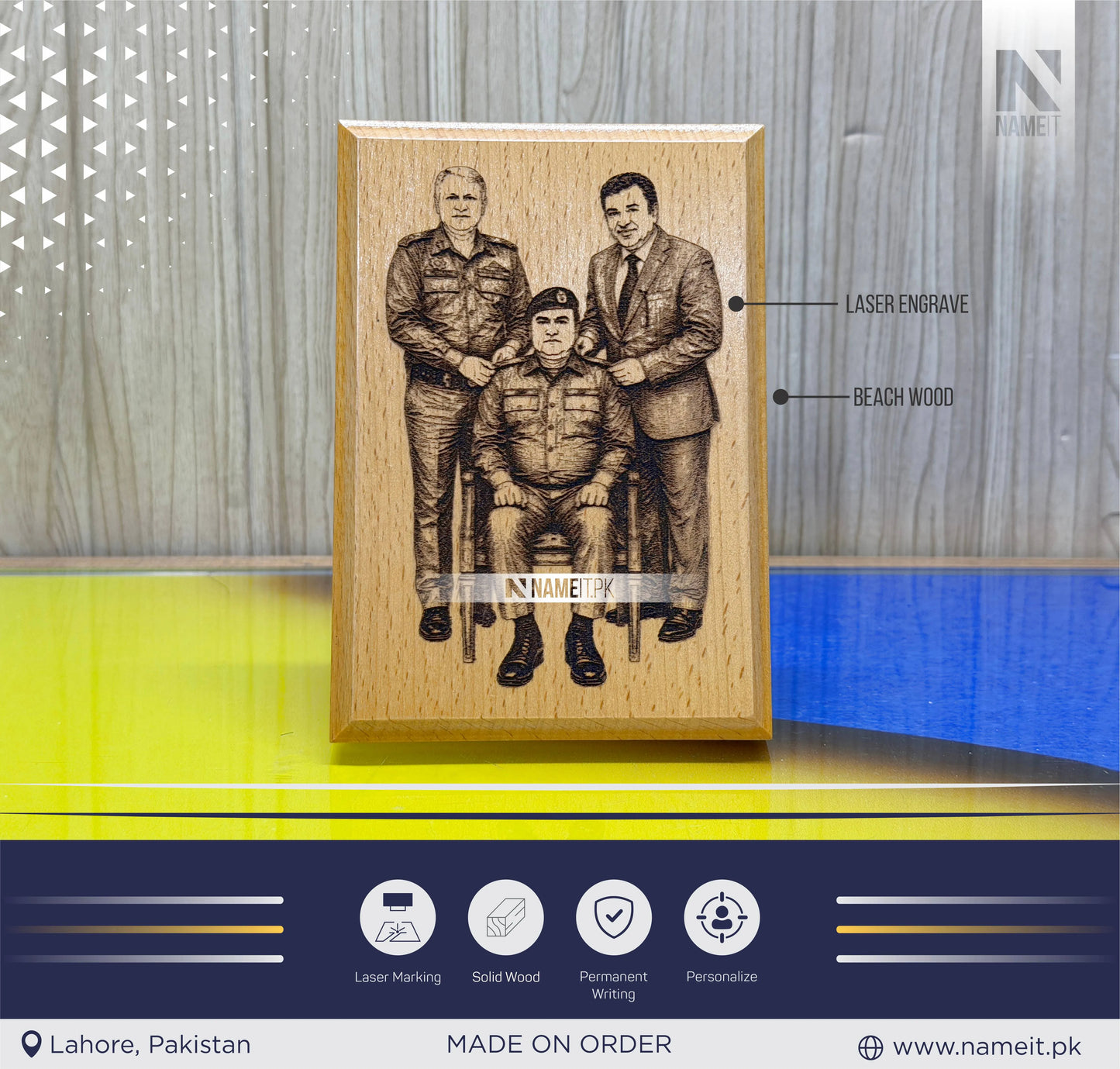 Custom Wooden Frame with Laser Engraved Portrait & Personalized Name – Premium Photo Engraving Keepsake Gift for Home Décor, Birthdays, Anniversaries & Special Occasions