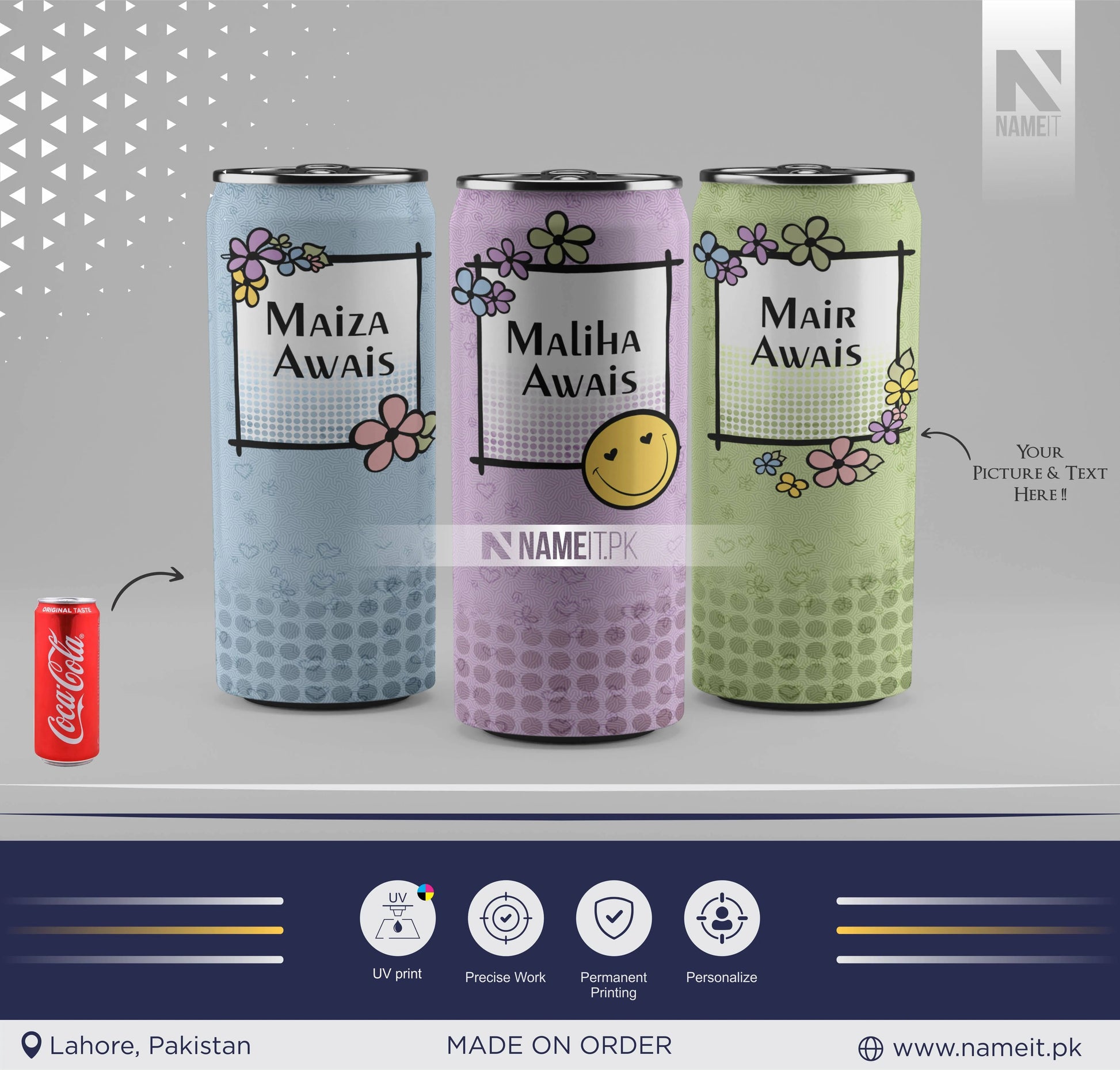 Custom Digital Printed Cold Drink Can Label, Unique Gift For Cold Drink Lover NAMEIT PAKISTAN