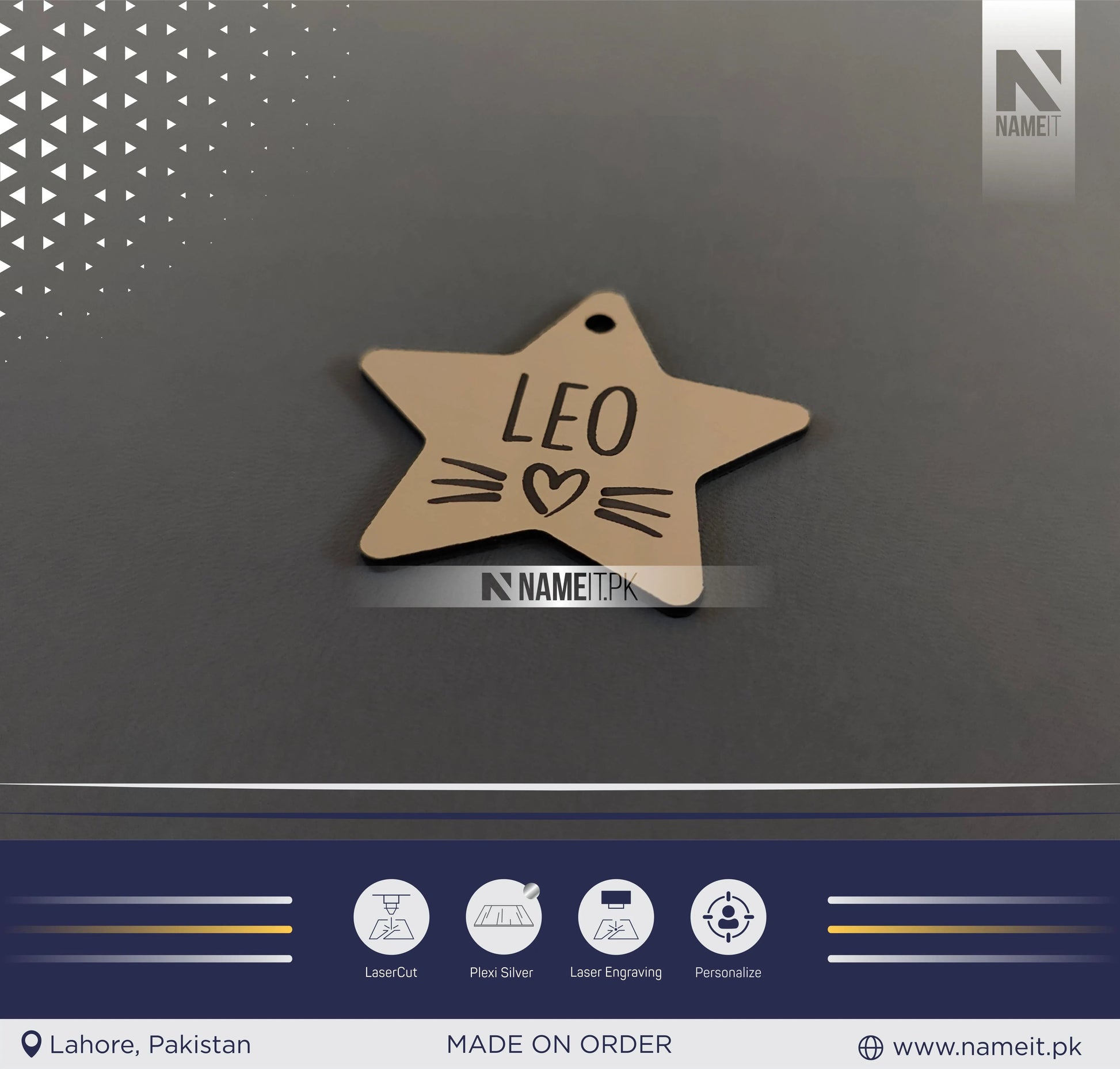 Pets Tag Personalized, Star Shape Tag, Pet Tags for Collars, Engraved Tag, Name Tag, Customized Pet Tag, Kitty Tag NAMEIT PAKISTAN