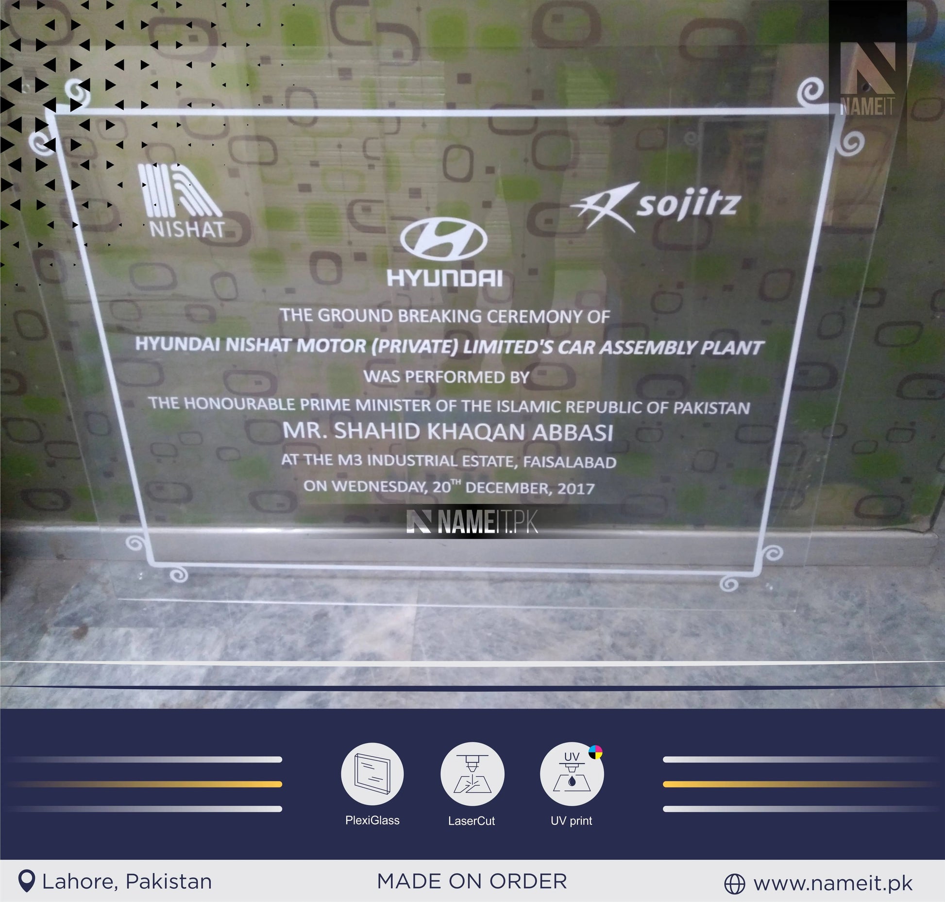 Custom inauguration Plate Printed, Opening Ceremony Plaque NAMEIT PAKISTAN