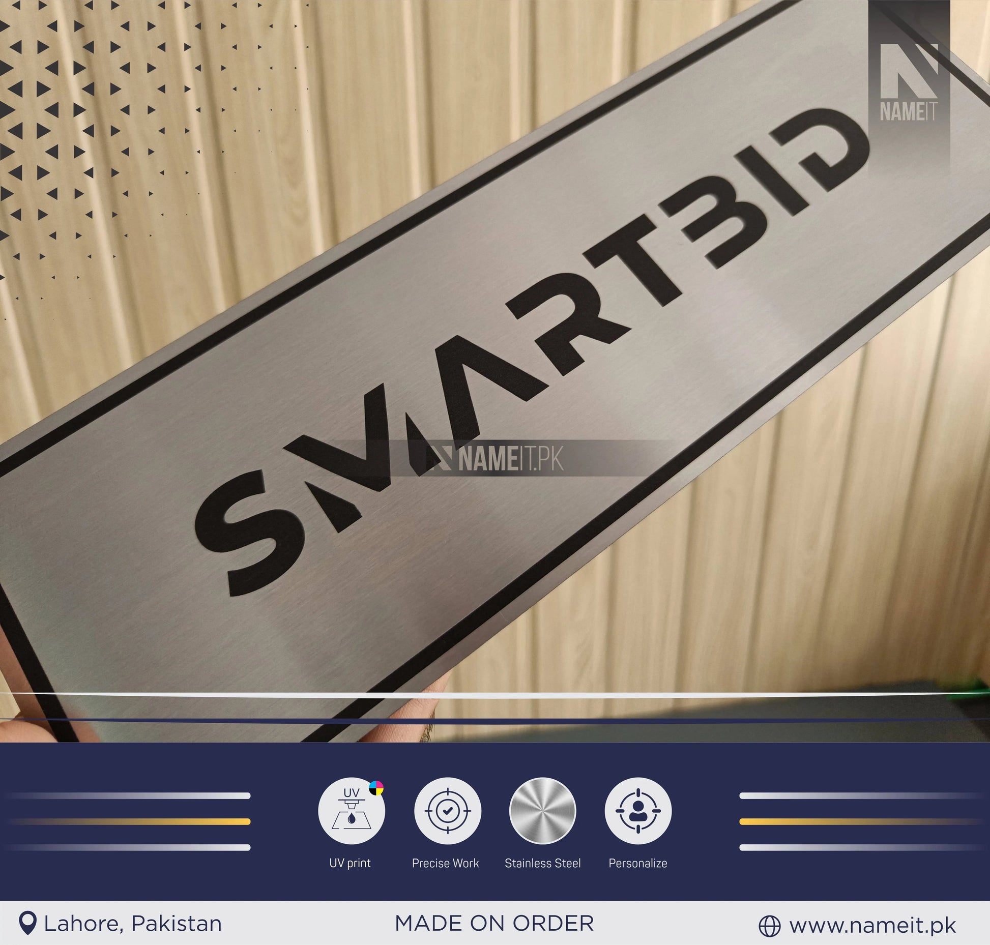 Personalised Steel Door Plate, Custom Printed, Wall Plate, Office Sign NAMEIT PAKISTAN