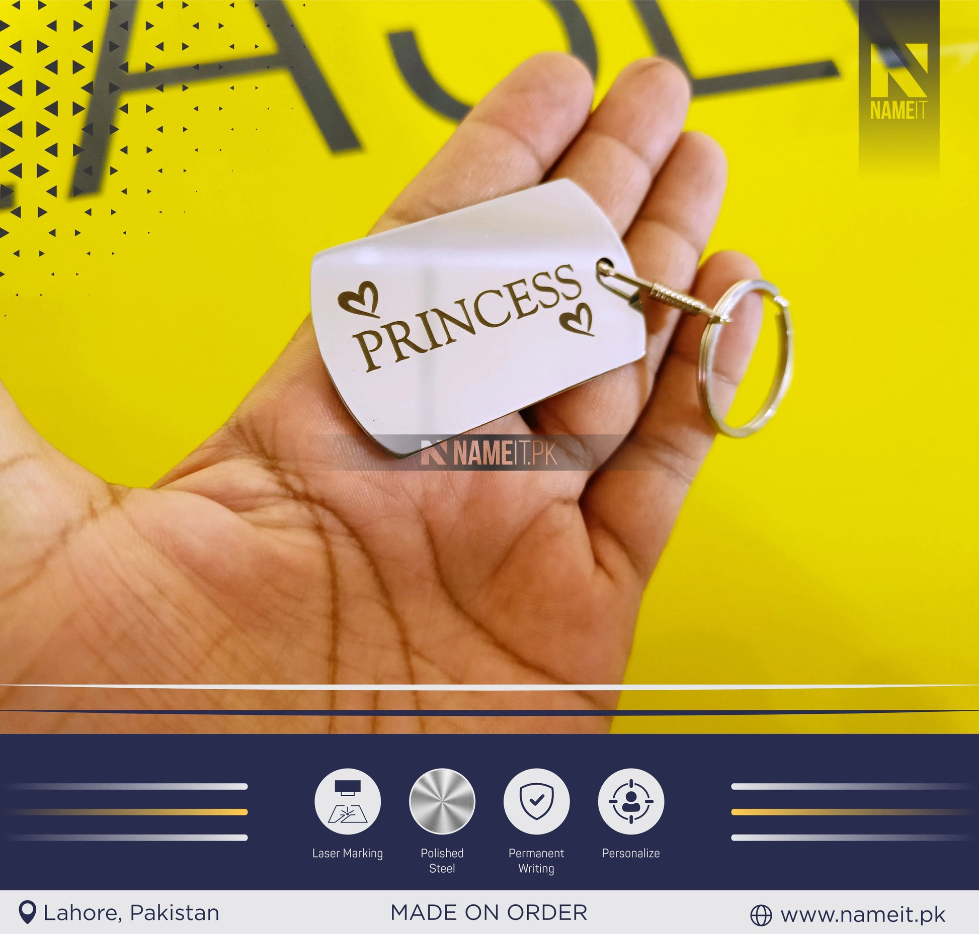 Stainless Steel Keychain, Custom Engraved Key Chain, Personalized Text Keychain, Engraved Keychain, Custom Groomsmen Gift, Gifts for Him NAMEIT PAKISTAN