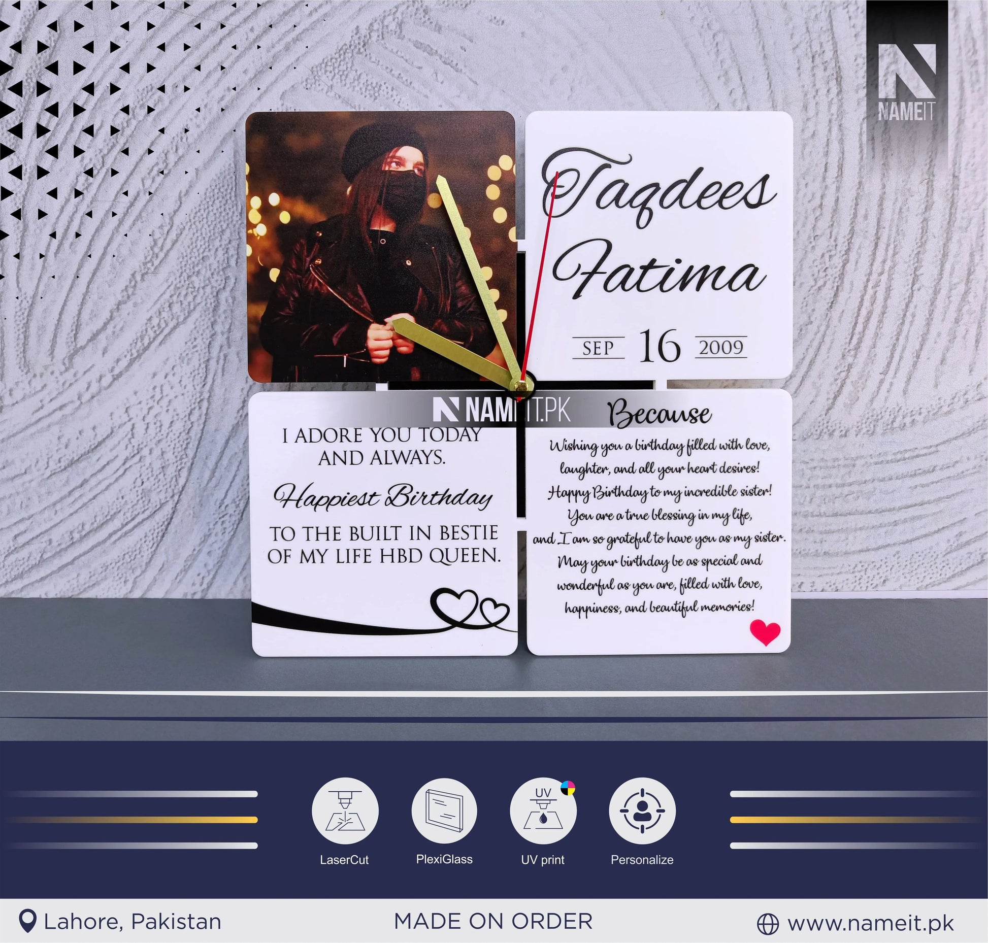 Personalized WallClock Printed, With really 10 reasons of Love NAMEIT PAKISTAN