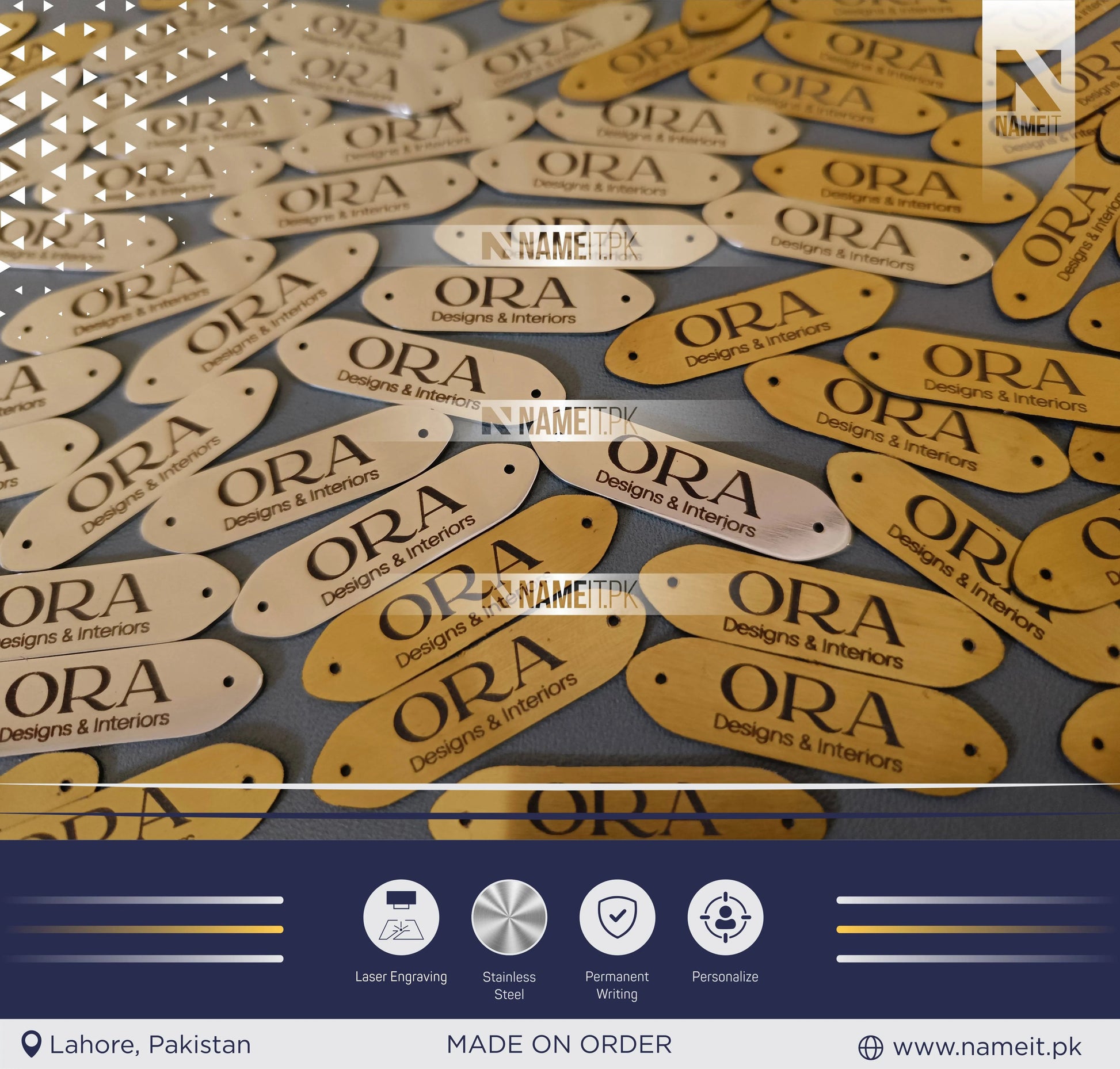 Custom Products Tags, Custom Laser Engraved Tag, Bag Metal Label, Custom Clothing Labels, Clothing Tags, Engraved Tag NAMEIT PAKISTAN