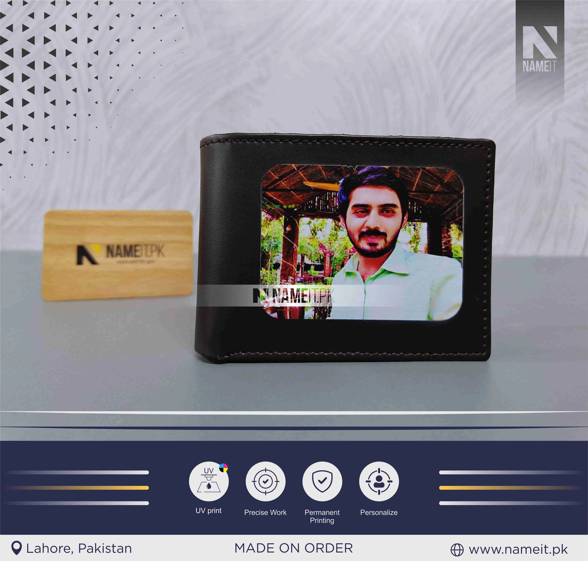 Custom Printed Men Wallet. Photo Personalized Wallet. Gift Wallet. Pu leather. Father's Day. Gift for him NAMEIT PAKISTAN