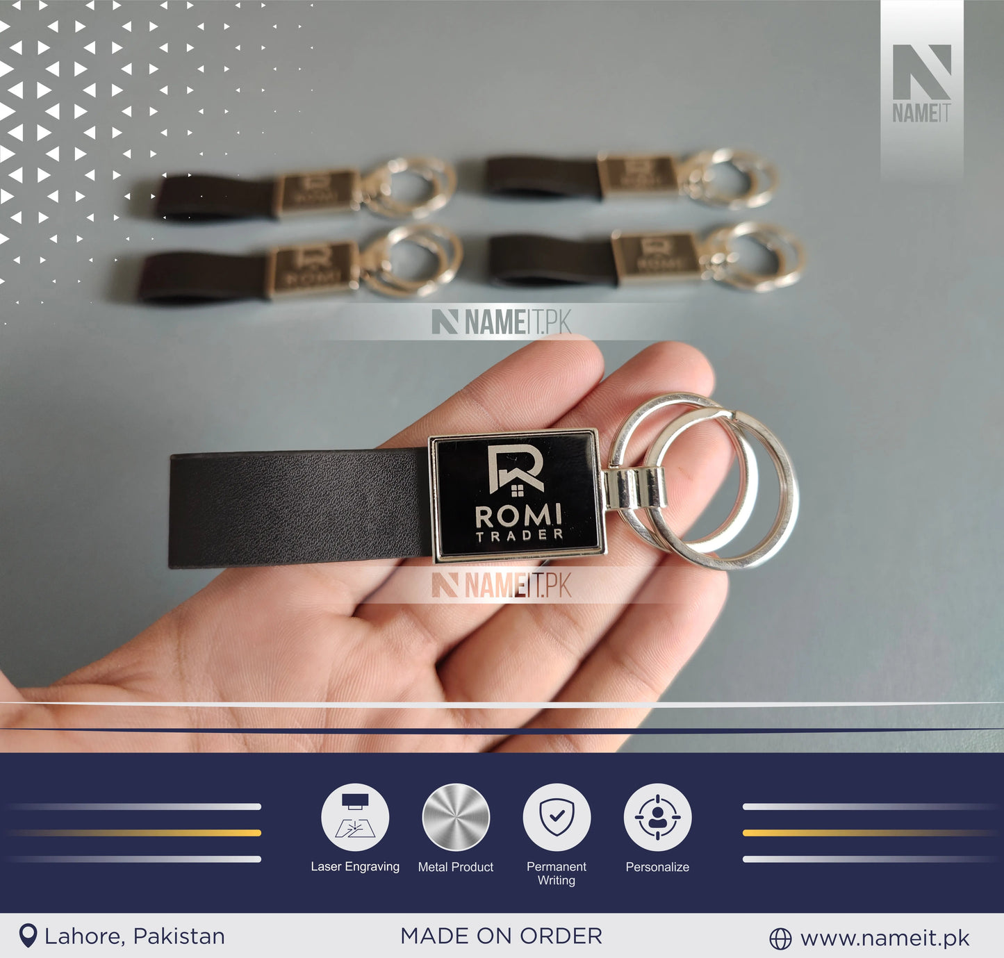 Custom Stylish Double Ring Keychain | Key Ring Hook | Key Chain For Home, Office, Car & Bike | Heavy Duty Keychain for Men and NAMEIT PAKISTAN