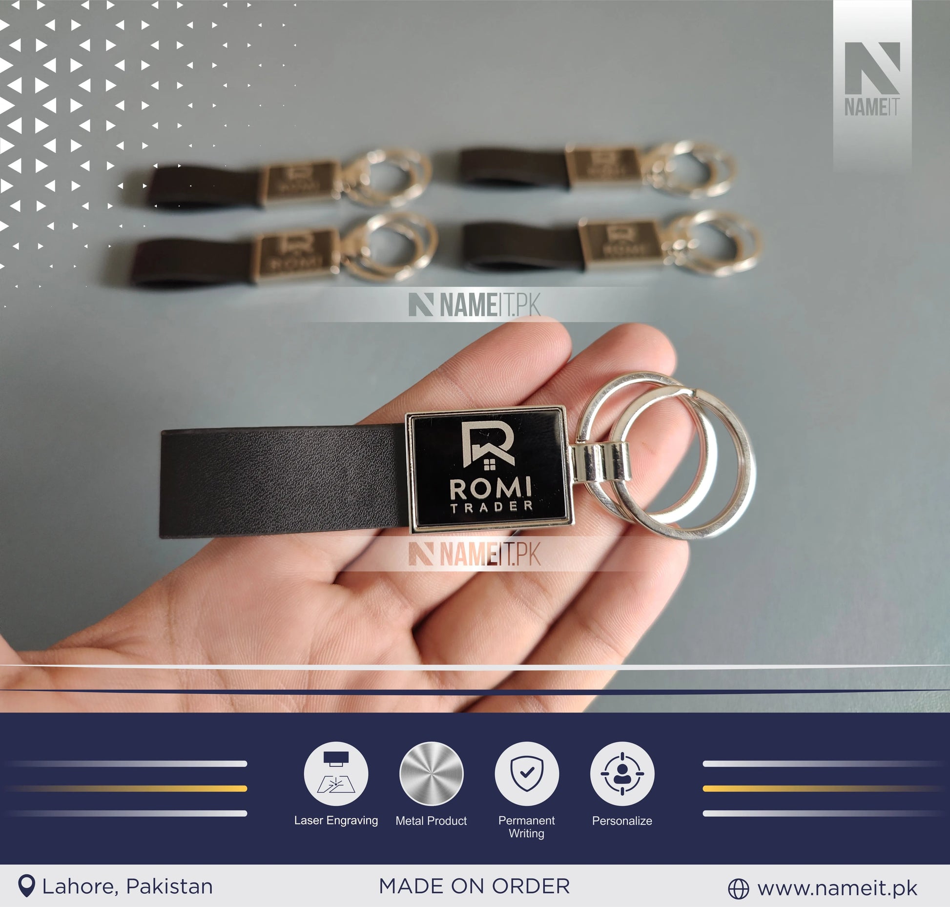 Custom Stylish Double Ring Keychain | Key Ring Hook | Key Chain For Home, Office, Car & Bike | Heavy Duty Keychain for Men and NAMEIT PAKISTAN